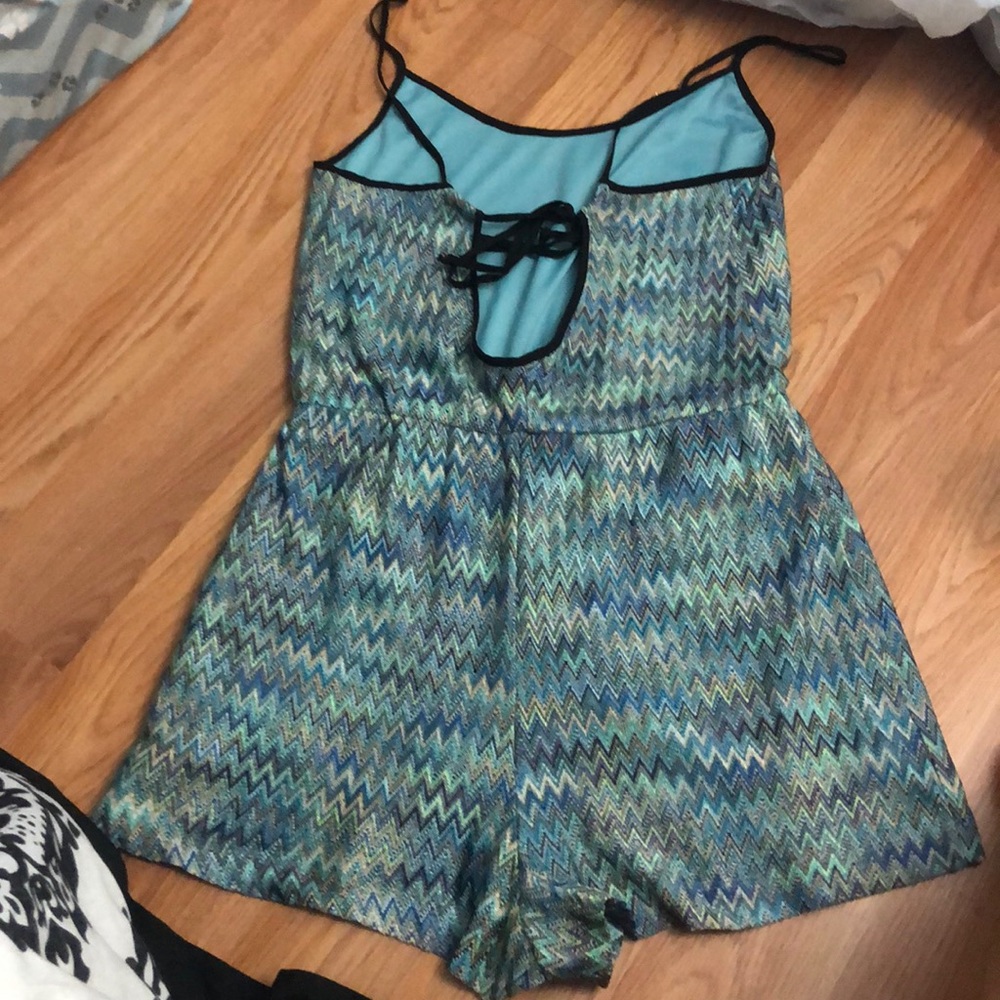 Blue and green romper